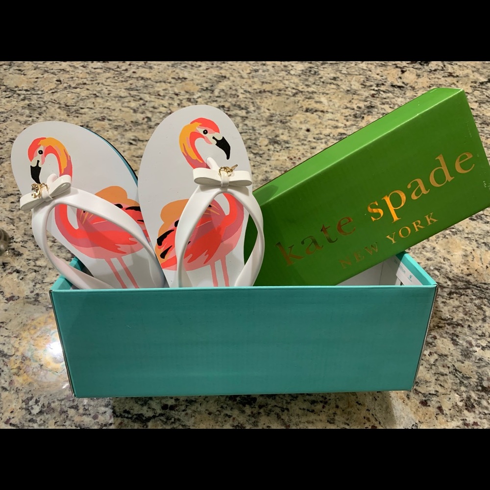 New in box Kate Spade Flamingo Flip Flops
